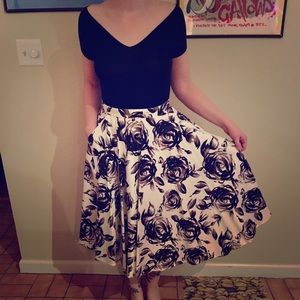 Black Roses circle skirt
